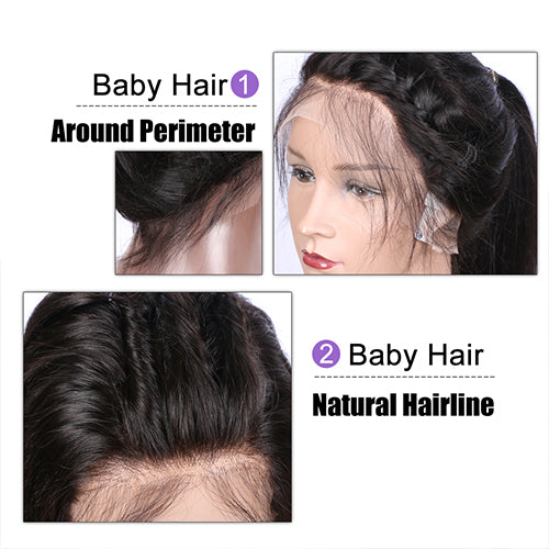 (Pre-Order) 13×6 lace frontal wig Natural Hairline Big Parting Brazilian Body Wave Human Hair