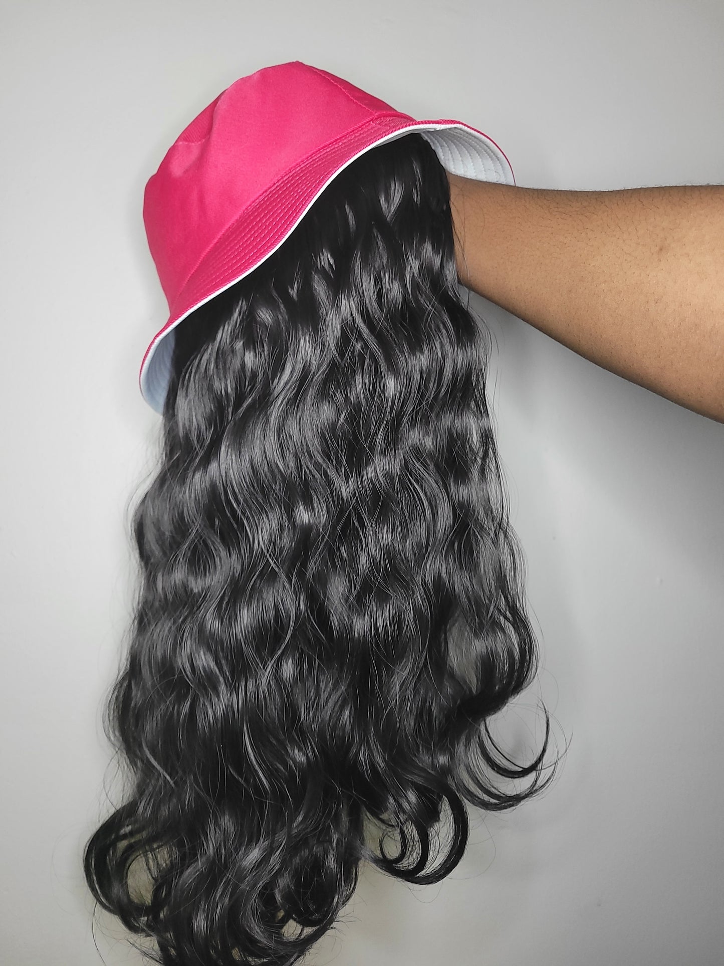 Pink Bucket Hat Wig