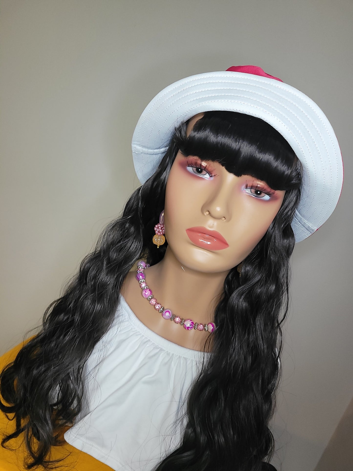 Pink Bucket Hat Wig