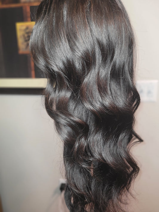 (Pre-Order) 13×6 lace frontal wig Natural Hairline Big Parting Brazilian Body Wave Human Hair