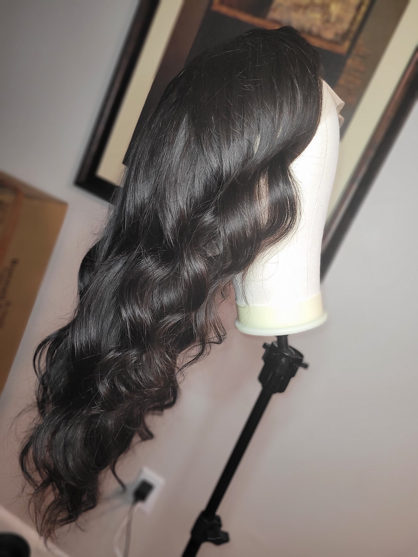 (Pre-Order) 13×6 lace frontal wig Natural Hairline Big Parting Brazilian Body Wave Human Hair