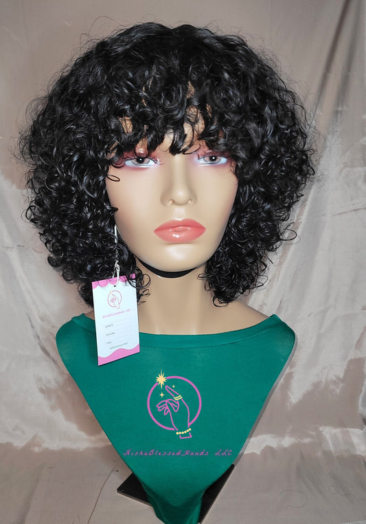 Machine Made 100% Human Hair Water Wave Wig