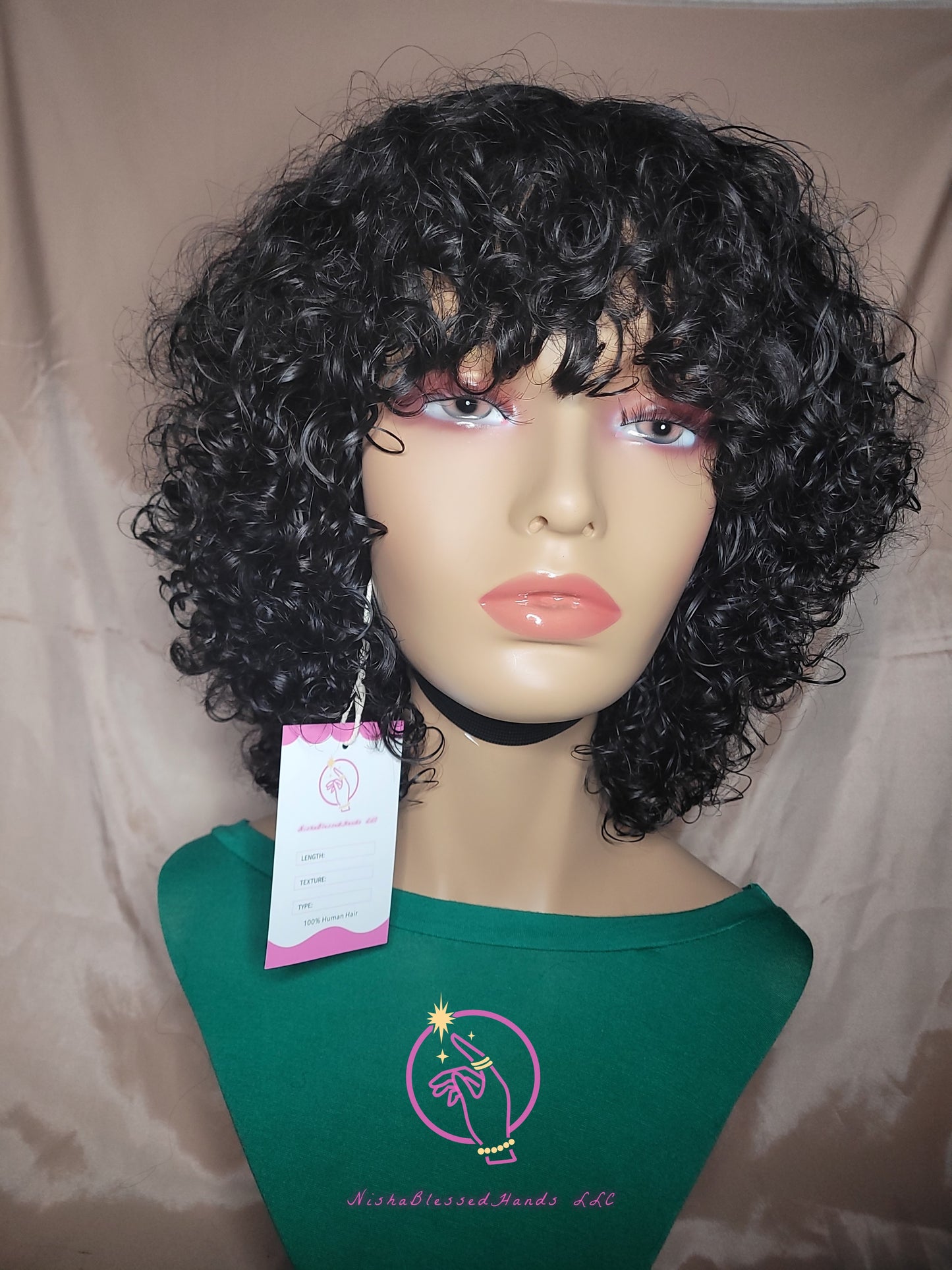 Machine Made 100% Human Hair Water Wave Wig
