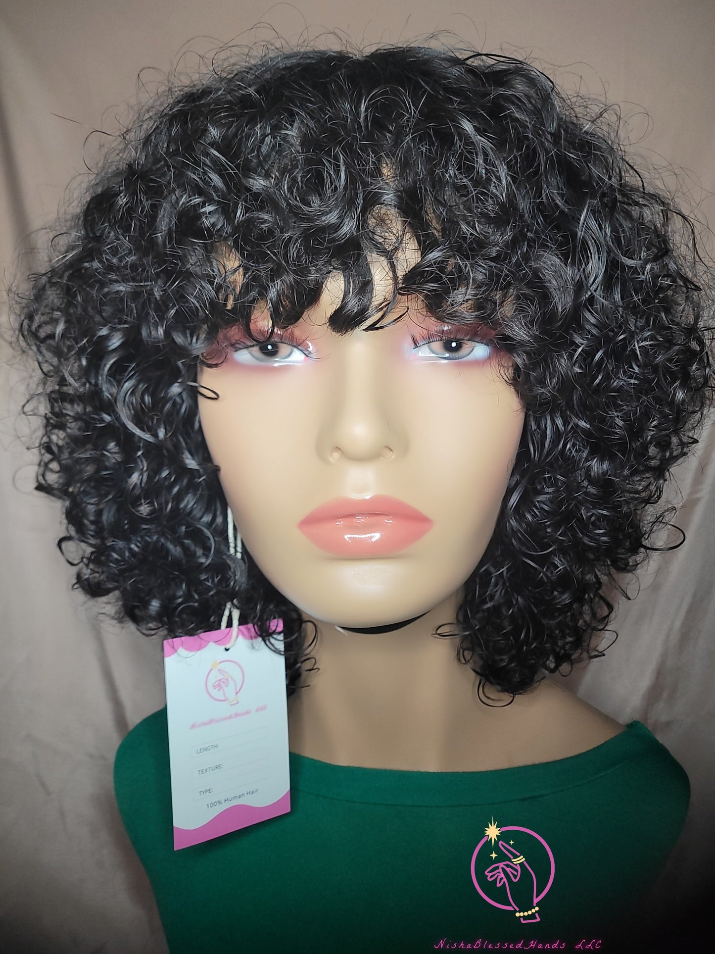 Machine Made 100% Human Hair Water Wave Wig