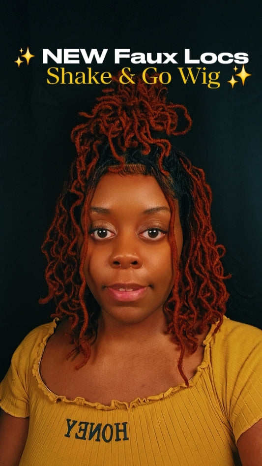 (Pre-Order) 4x4 Lace Closure Faux Locs Crochet Wig | Shake & Go | Pre-Plucked Baby Hairs