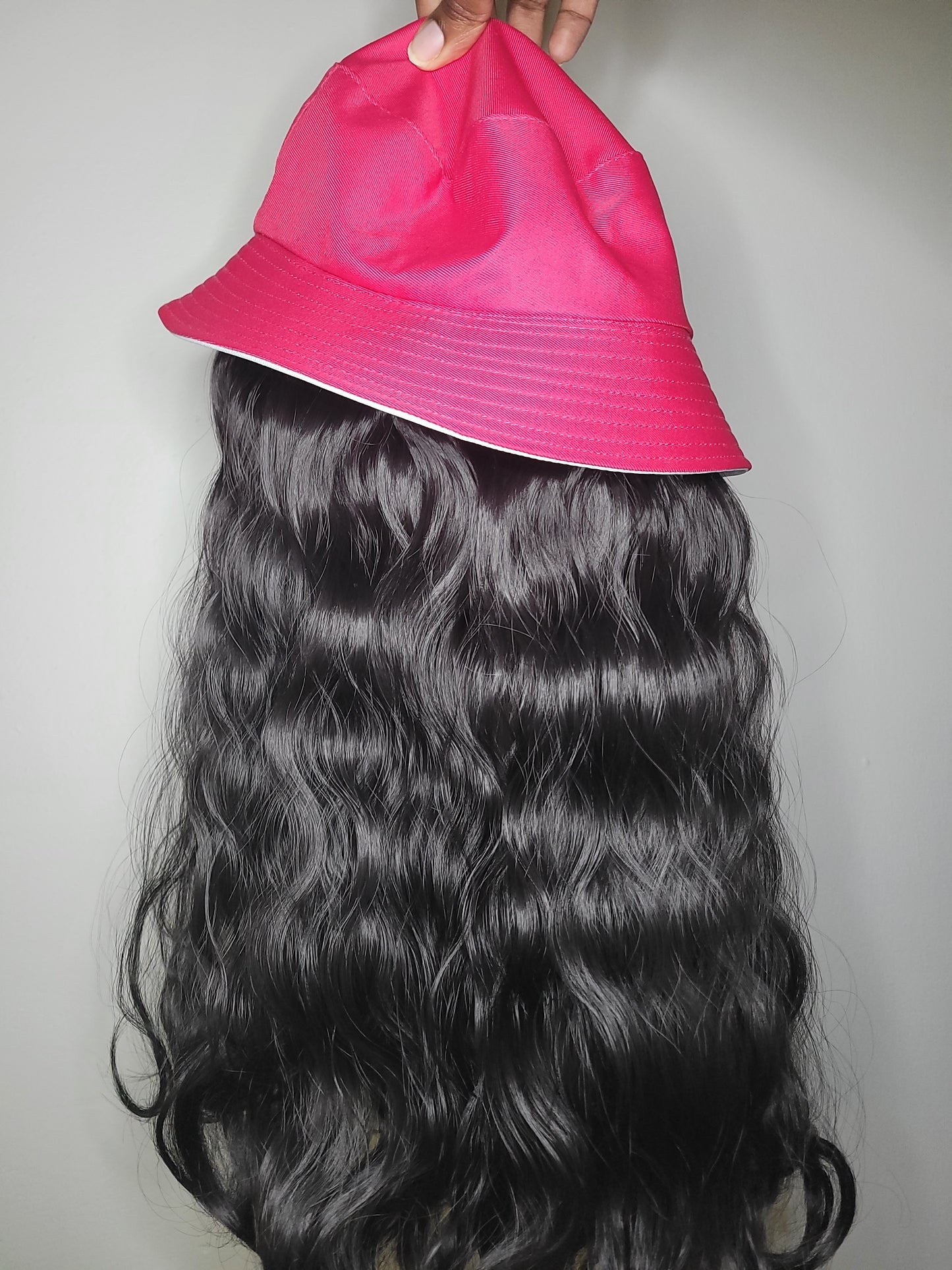 Pink Bucket Hat Wig
