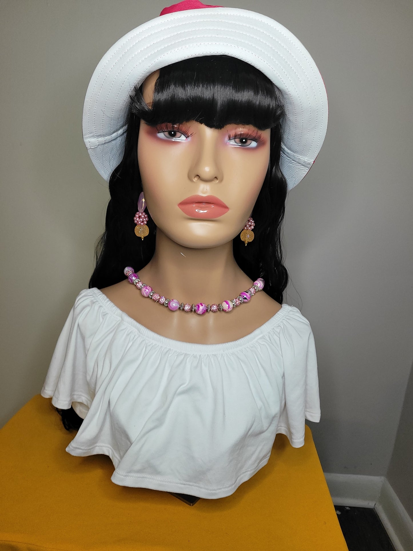 Pink Bucket Hat Wig