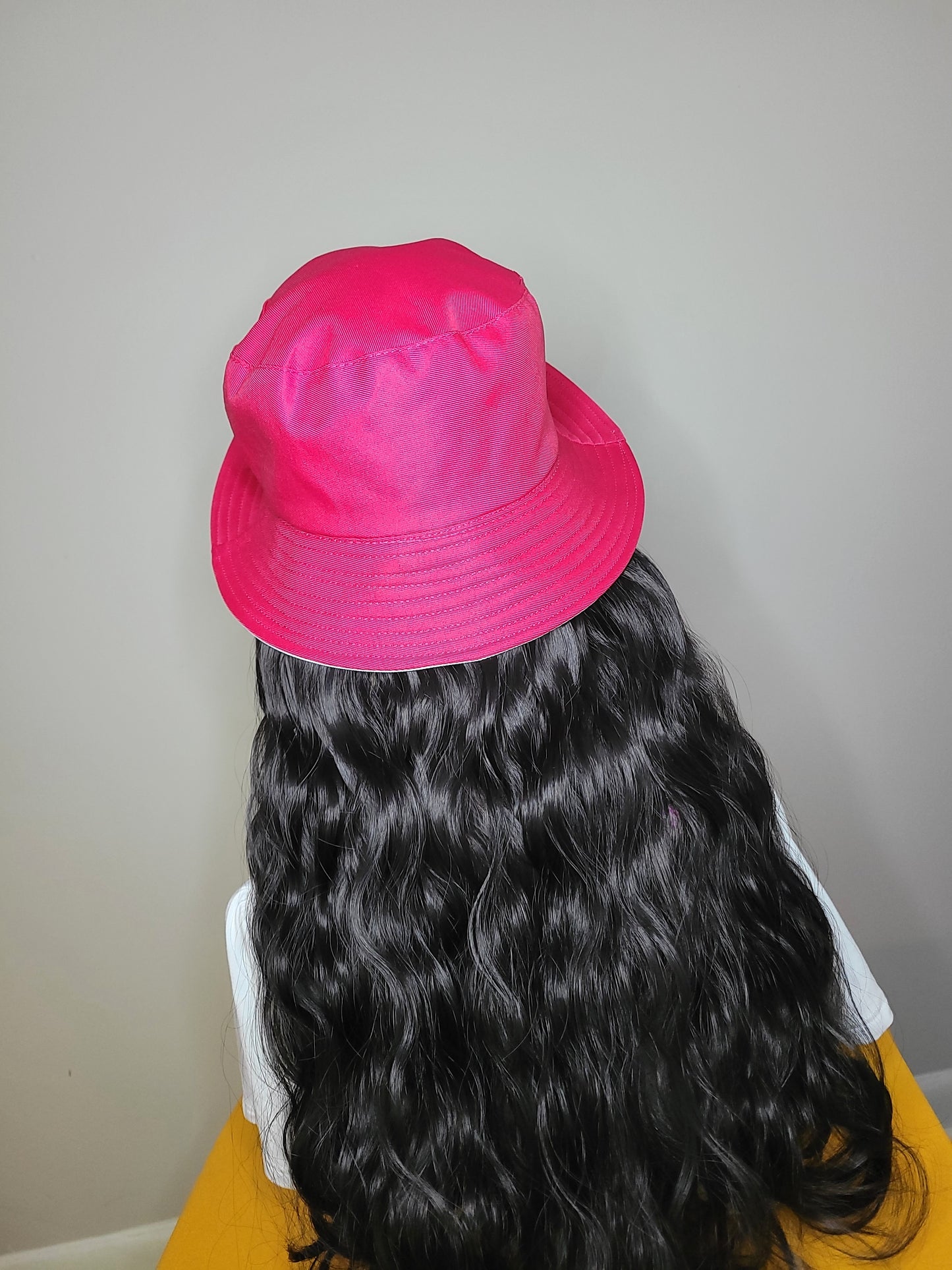Pink Bucket Hat Wig