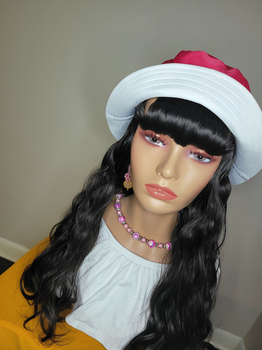 Pink Bucket Hat Wig